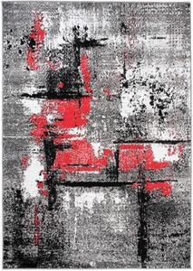 Makro Abra Kusový koberec moderní MAYA Q541A bílý šedý červený Rozměr: 300x400 cm