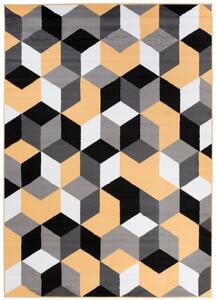 Makro Abra Kusový koberec moderní MAYA Q545A Kostky 3D žlutý šedý Rozměr: 80x150 cm