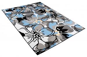 Makro Abra Kusový koberec moderní MAYA Z907A Květy modrý šedý Rozměr: 80x150 cm