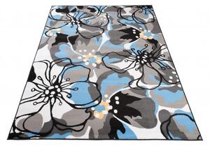 Makro Abra Kusový koberec moderní MAYA Z907A Květy modrý šedý Rozměr: 250x350 cm