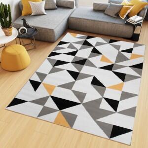 Makro Abra Kusový koberec moderní MAYA Z896A Trojúhelníky šedý bílý Rozměr: 120x170 cm