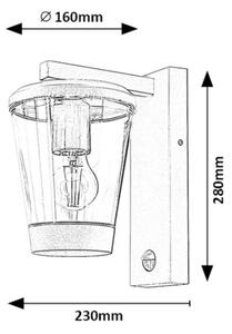 Rabalux 7267 - Venkovní nástěnná lampa se senzorem SAVANO 1xE27/40W/230V IP44