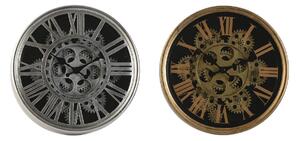 Nástěnné hodiny Home ESPRIT Černý Zlatá Stříbřitý Kov Sklo 25 x 6,3 x 25 cm (2 kusů)