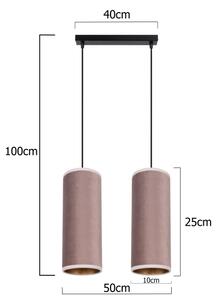 Lustr na lanku AVALO 2xE27/60W/230V růžová/měděná