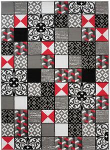Makro Abra Kusový koberec moderní MAYA Z906E Patchwork šedý červený Rozměr: 160x220 cm