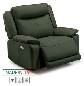 Kožené křeslo CONTINENTAL s elektrickou funkcí relax 1P, elektrické, zelená (green 321)