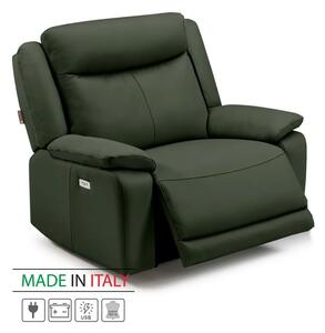 Kožené křeslo CONTINENTAL s elektrickou funkcí relax 1P, elektrické + aku, zelená (green 321)