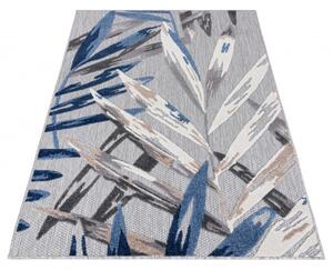 Makro Abra Moderní kusový koberec AVENTURA EC68C Listy palmy modrý šedý Rozměr: 160x230 cm