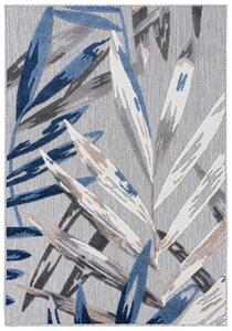 Makro Abra Moderní kusový koberec AVENTURA EC68C Listy palmy modrý šedý Rozměr: 80x150 cm