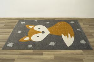 Makro Abra Dětský kusový koberec Emily Kids 5861A Liška Šedá Oranžová Rozměr: 80x150 cm
