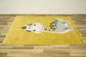 Makro Abra Dětský kusový koberec Emily Kids 5860D Dinosaurus Hořčicový Žlutý Rozměr: 140x190 cm