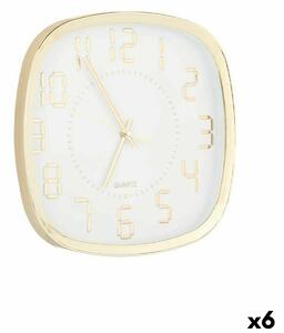 Gift Decor Nástěnné hodiny Hranatý Zlatá Sklo Plastické 31 x 31 x 4,5 cm (6 kusů)