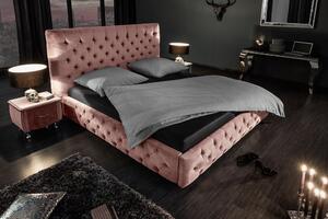 Postel CHESTERFIELD LUX 160x200 CM růžová samet Nábytek | Ložnice | Postele | Všechny postele pro dospělé