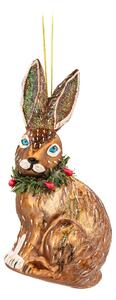Skleněná ručně vyrobená vánoční ozdoba 5 cm Festive Hare – Sass & Belle