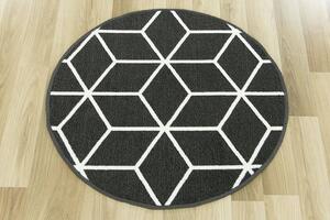 Makro Abra Kulatý koberec Cubes 29 protiskluzový černý / bílý Rozměr: průměr 67 cm