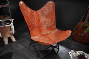 Židlo-křeslo BUTTERFLY LIGHT BROWN pravá kůže Nábytek | Obývací pokoj | Křesla | Všechna křesla
