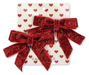 Sametová mašle do vlasů Red Glitter – set 2 ks