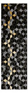 Makro Abra Koberec Běhoun kusový GLOSS 400B 86 Geometrický 3D vzor černý / zlatý Rozměr: 60x250 cm