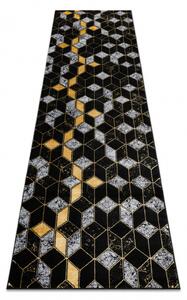 Makro Abra Koberec Běhoun kusový GLOSS 400B 86 Geometrický 3D vzor černý / zlatý Rozměr: 60x200 cm