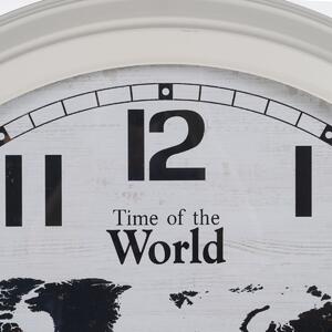 BigBuy Home Nástěnné hodiny Mapa Světa Bílý Černý Železo 70 x 70 x 6,5 cm