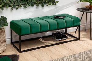 Lavice PETIT BEAUTE 110 CM smaragdově zelená samet Nábytek | Předsíňový nábytek | Botníky