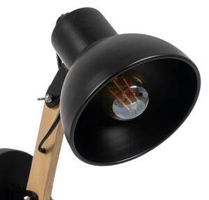 BigBuy Home Nástěnná lampa Černý Béžový Dřevo Železo A 220-240 V 28 x 15 x 22 cm