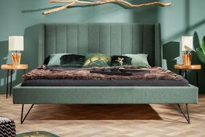 Postel LA BEAUTE 160x200 CM lesní zelená strukturovaná látka Nábytek | Ložnice | Postele | Všechny postele pro dospělé