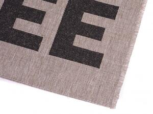 Balta Kusový koberec Sisal Floorlux 20220 Kafe Nápisy Silver / Black Rozměr: 80x150 cm