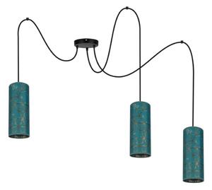 Lustr na lanku AVALO 3xE27/60W/230V pavouk tyrkysová/zlatá
