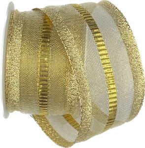 Stuha lurexová OUTDOOR GOLD LINE 40mm x 2m (15,- Kč/m)