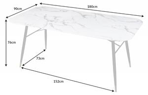 Skleněný jídelní stůl PARIS 180 CM bílý mramorový vzhled Nábytek | Jídelní prostory | Jídelní stoly | Všechny jídelní stoly
