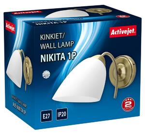 Nástěnná lampa Activejet NIKITA 1P Patyna Bílý Kov Sklo 60 W 30 x 12 x 15 cm