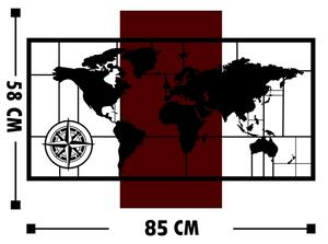Nástěnná dekorace 58x85 cm mapa dřevo/kov