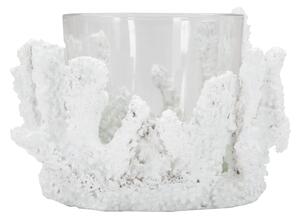 Bílý stolní svícen Mauro Ferretti Corals, 12,5x12,5x9 cm