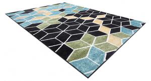 Makro Abra Kusový koberec POLI 9139A Kostky 3D vzor černý modrý Rozměr: 80x150 cm