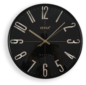 Nástěnné hodiny Versa Černý Zlatá Plastické Křemen 4,3 x 30 x 30 cm