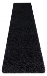 Makro Abra Koberec Běhoun jednobarevný SOFFI shaggy 5cm černý Rozměr: 60x250 cm