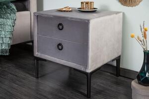 Noční stolek COSMOPOLIT stříbrnošedý samet Nábytek | Ložnice | Noční stolky