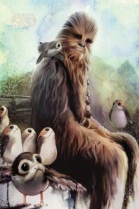 Plakát Star Wars - Chewbacca & Porgs