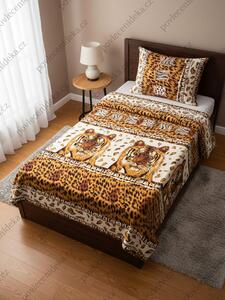 Mikroflanelové povlečení 140×200 + 70×90 cm – TYGR / LEOPARD, 2dílná sada pro jednolůžko, zip