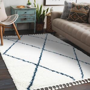 Makro Abra Kusový koberec Shaggy UNION 3683 krémový modrý Rozměr: 120x170 cm