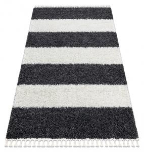 Makro Abra Kusový koberec Shaggy UNION 4079 Pruhy šedý krémový Rozměr: 140x190 cm