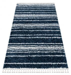 Makro Abra Kusový koberec Shaggy UNION 4080 Proužky modrý krémový Rozměr: 120x170 cm