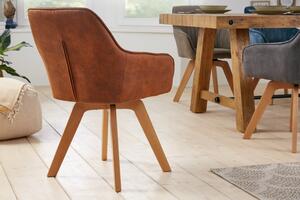 Jídelní židle LIVORNO vintage hnědá mikrovlákno otočná Nábytek | Jídelní prostory | Jídelní židle | Všechny jídelní židle