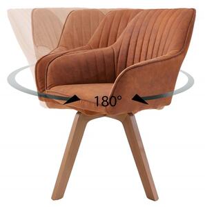 Jídelní židle LIVORNO vintage hnědá mikrovlákno otočná skladem