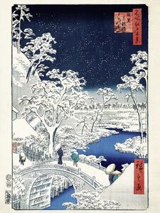 Umělecký tisk Hokusai - Drum Bridge At Meguro, Utagawa Hiroshige, (30 x 40 cm)