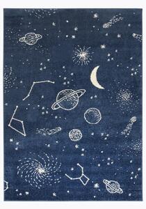 Makro Abra Dětský kusový koberec EMILY KIDS 5865A Vesmír Měsíc Planety Modrý Rozměr: 60x100 cm
