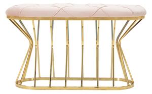 Sametová lavice Mauro Ferretti Ziliv, 91x38x52 cm, růžová/zlatá