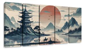 5-dílný obraz tichý večer v Japonsku