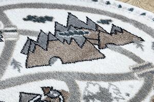 Makro Abra Kulatý dětský koberec FUN Land Vesnice, uličky krémový Rozměr: průměr 120 cm